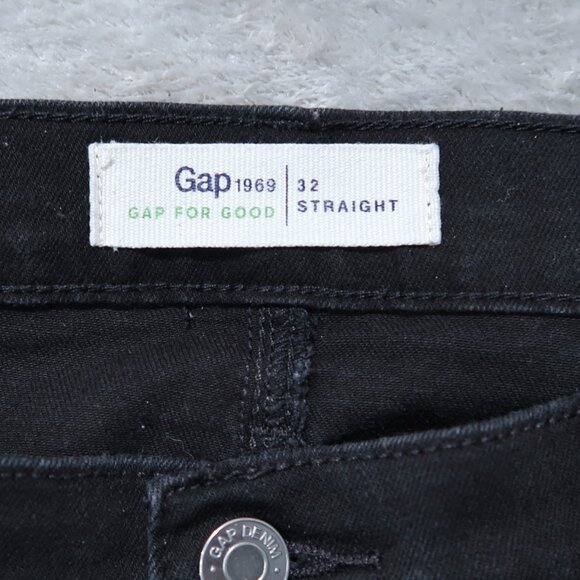 Gap Jeans Womens 32x30 Black 1969 Straight Medium Rise Dark Wash Stretch Goth - Picture 11 of 14